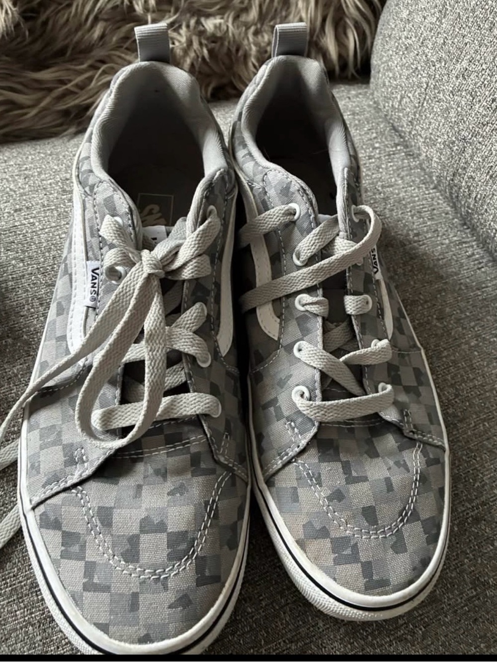 VANS Gray Checkerboard Low Top Sneakers